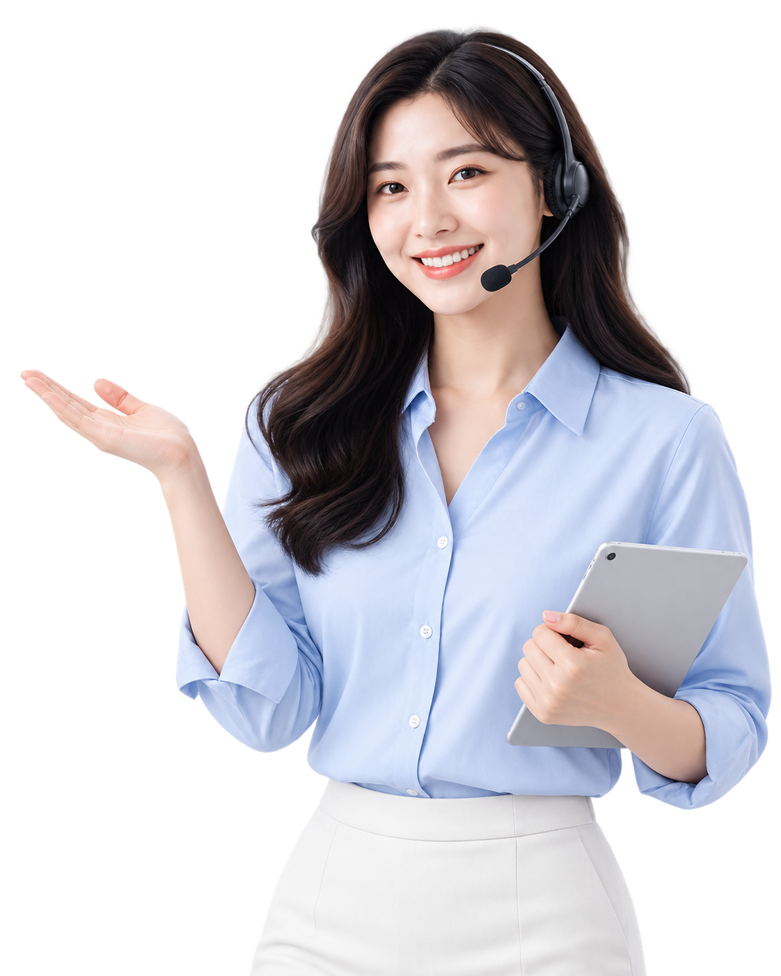 안전거래 기준을 안내하는 여성 모델